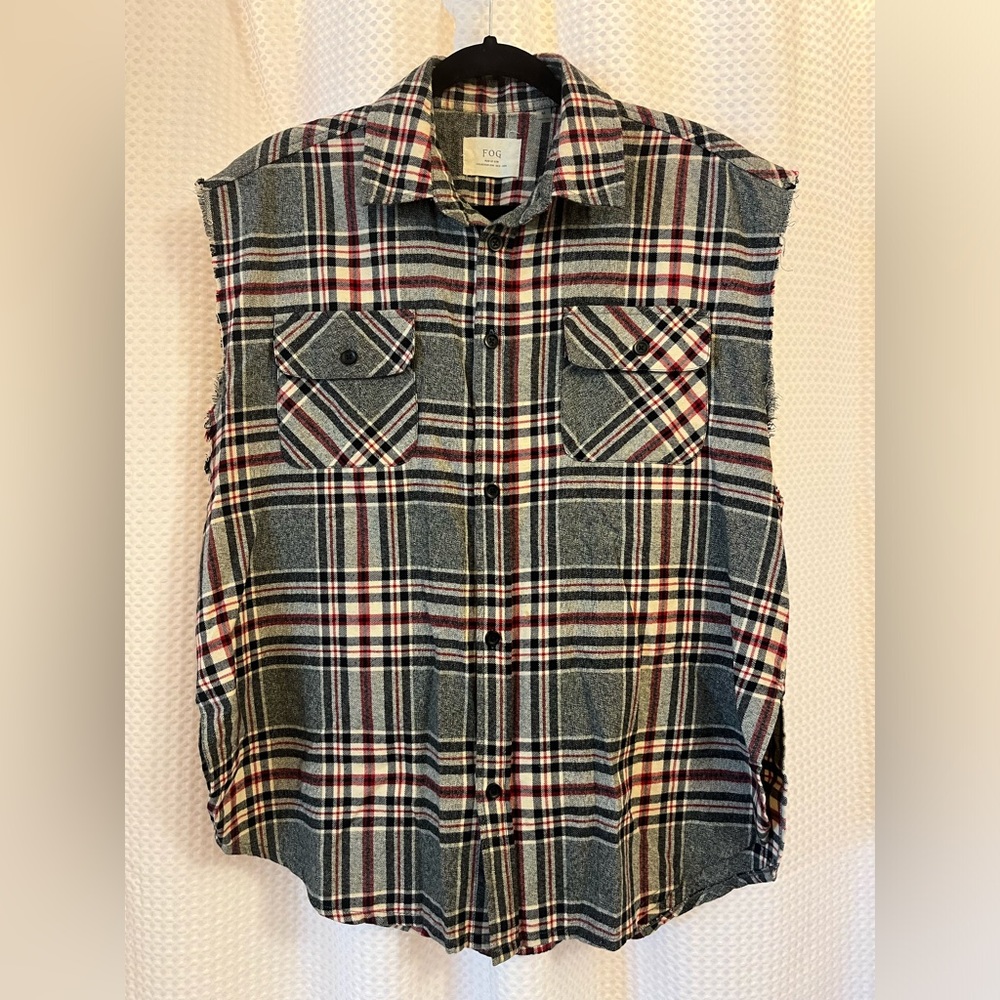 FOG Fear of God x Pacsun Sleeveless Plaid Flannel Shirt Sz M